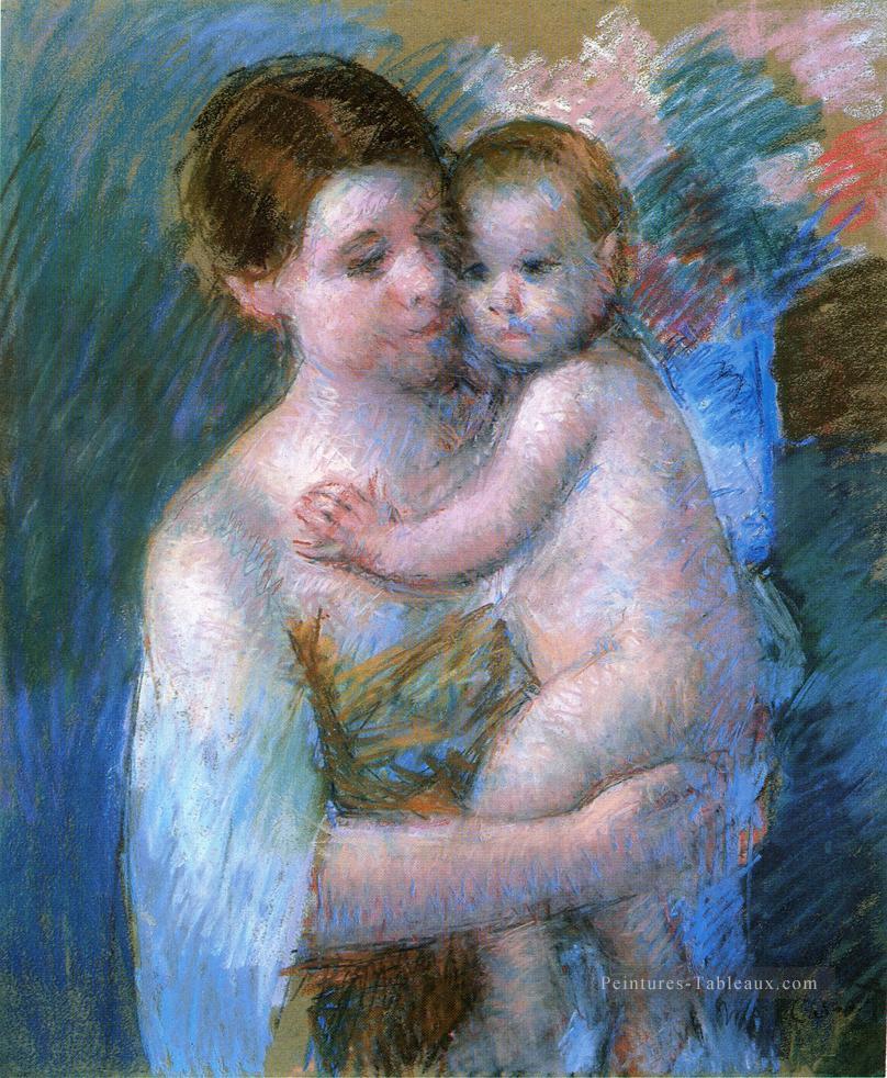 Mère tenant son bébé mères des enfants Mary Cassatt Peintures à l'huile